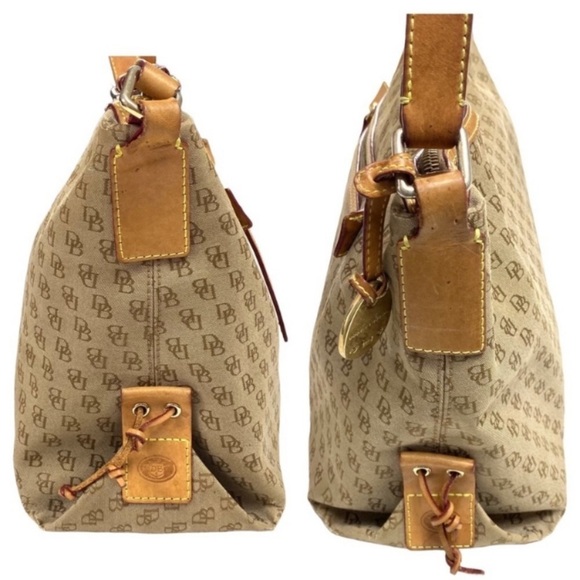 DOONEY and Bourke DB Monogram canvas slouch Satchel in Natural Beige - Picture 4 of 16